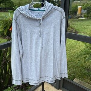 Tommy Bahama cotton cozy gray light weight t shirt Hoodie large Nwot